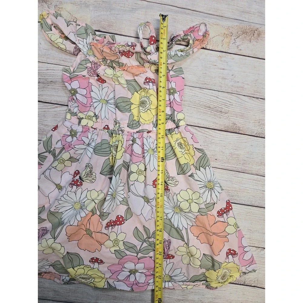 GYMBOREE Girl's Floral Print Dress Butterflies Mushrooms Daisy Size 7 Flutter